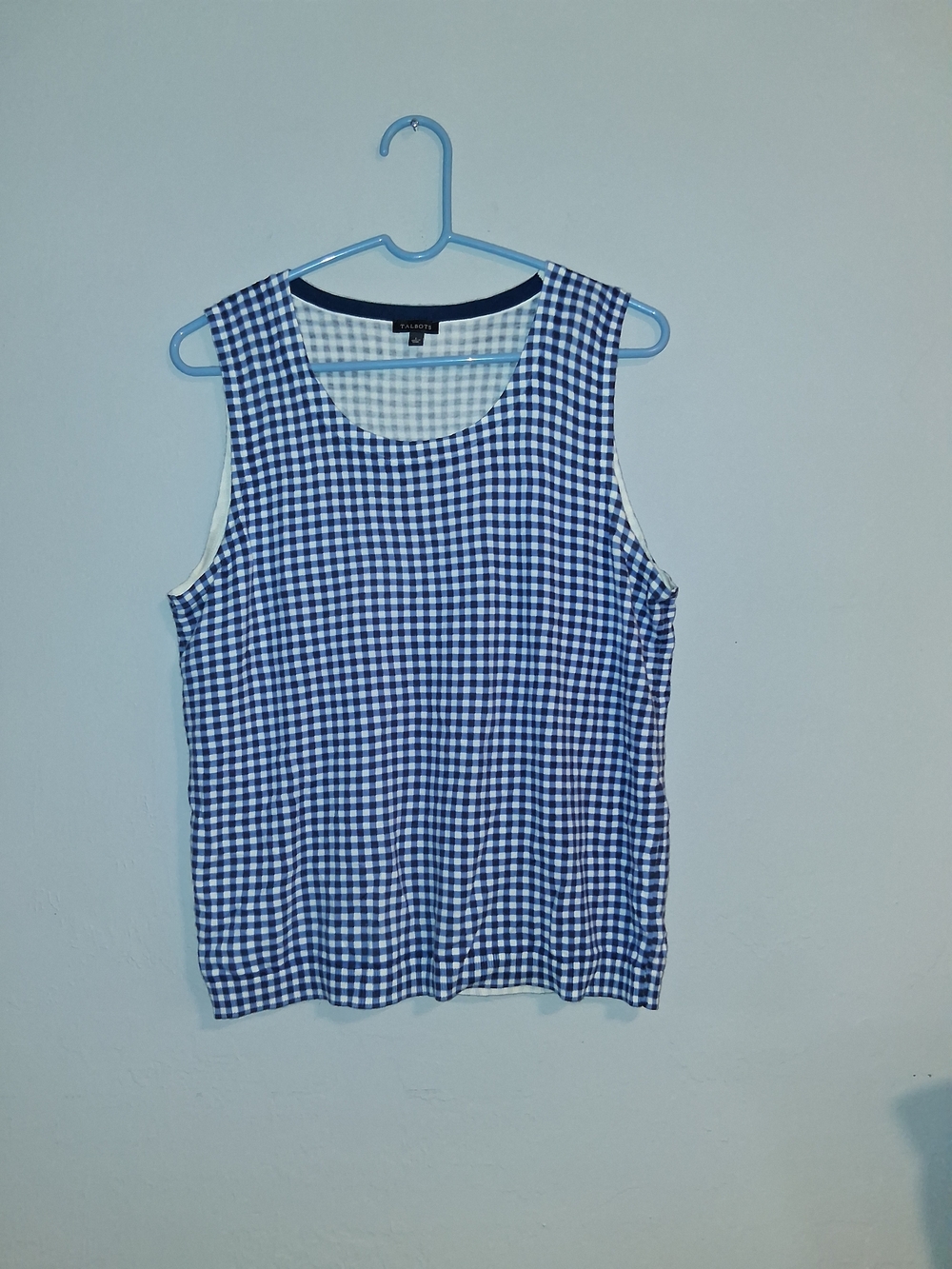 Talbots Blue Gingham Sleeveless Scoop Neck Top